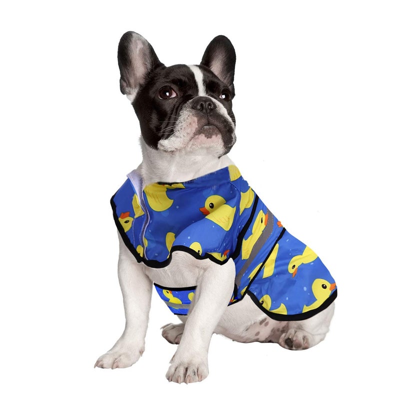 HDE Dog Raincoat Jacket Reflective Adjustable Hooded Pet Poncho Rain Coat with Leash Hole for Small to X-Large Dogs Rubber Ducks - M - Image 2